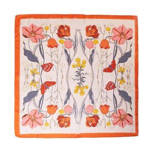 Floral Silk Scarf in Coral and Pink